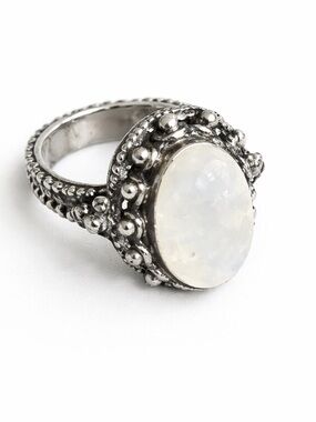 Sterling Silver Vintage  Moonstone Statement Ring Chunky Size 5